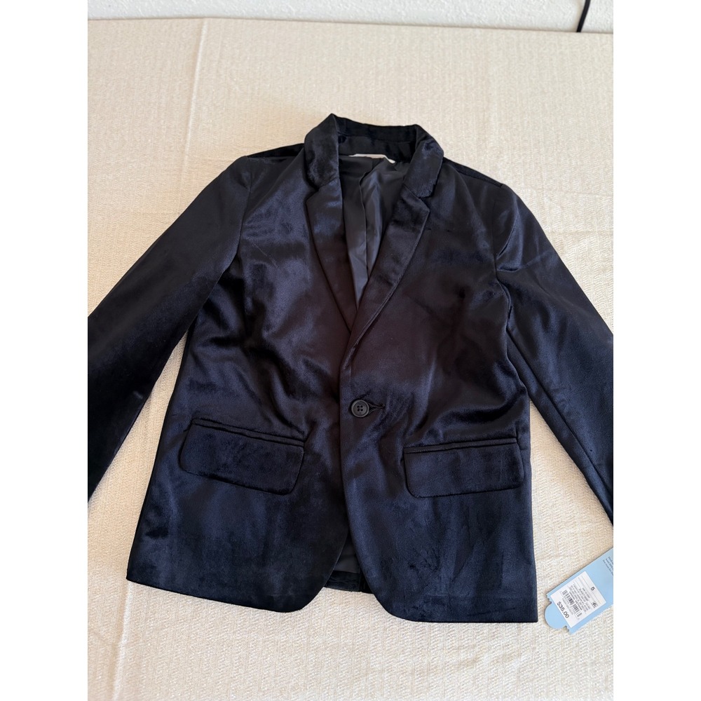 Cat &β Jack Velvet Blazer Kids Size 5 Black New NWT Formal Single Button Jacket